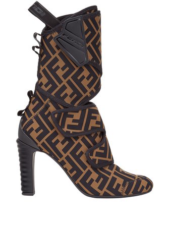 Shop brown & black Fendi FF Promenade ankle boots with Express Delivery - Farfetch