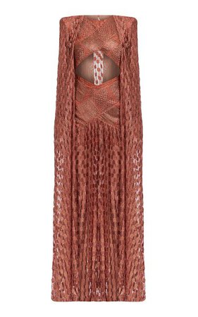 Crystal-Embellished Cape Gown By Raisa Vanessa | Moda Operandi