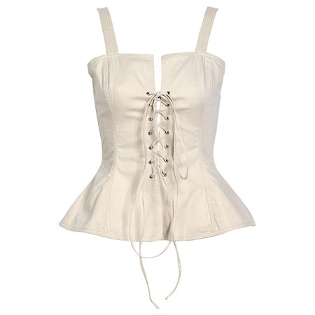 Yves Saint Laurent "rive gauche" 1970s lace up cotton bustier top For Sale at 1stDibs
