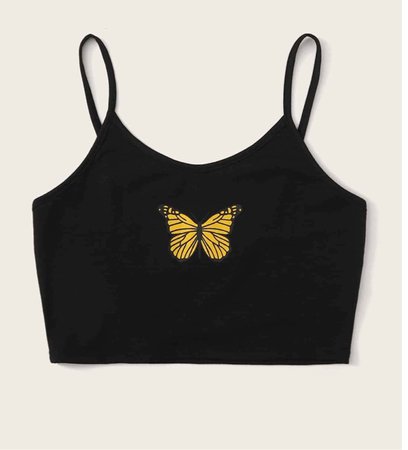 black crop top with butterfly