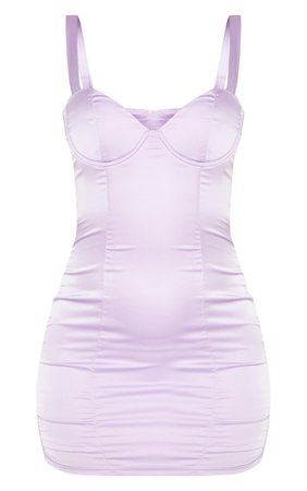 Lilac Satin V Bar Bodycon Dress | Dresses | PrettyLittleThing USA