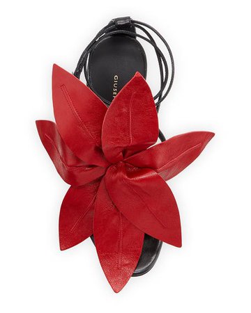 Giuseppe Zanotti Leather Flower Strappy Sandals | Neiman Marcus
