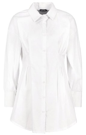 White Long Sleeve Button up Dress