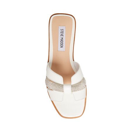 HOLLI White Leather Slide Sandal | Women's Sandals – Steve Madden