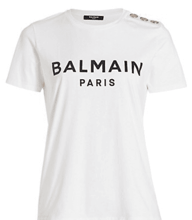 Balmain Logo-Embossed Button & Logo T-Shirt