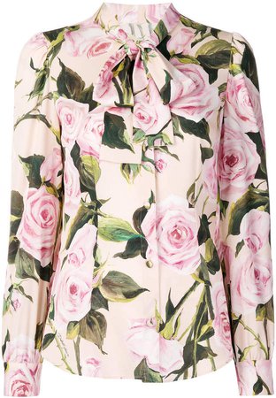 rose print chiffon blouse