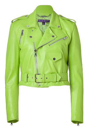 women lime green studded leather jacket - Google Search