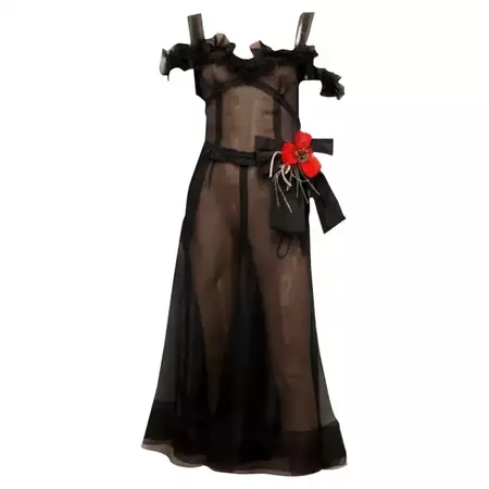 UNWORN Dolce and Gabbana Vintage Black Sheer Lace Up Corset Dress Poppy Flower 40 For Sale at 1stDibs | sophie b in love again corset, poppy flower costume, black sheer corset dress