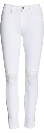 FRAME Le High Ripped Skinny Jeans (Blanc Transit) | Nordstrom