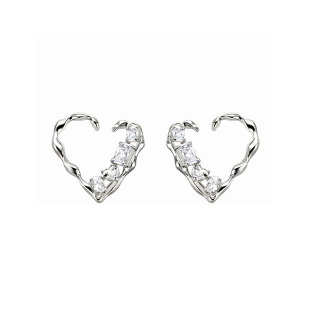 Silver LEUCA Diamante Heart Earrings - Pair | i The Label – ithelabel.com
