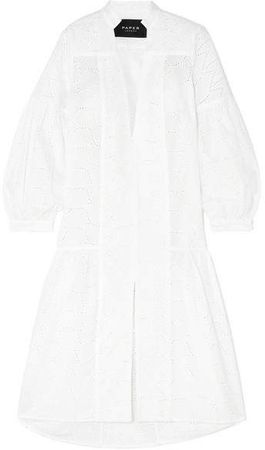 Broderie Anglaise Cotton Midi Dress - White