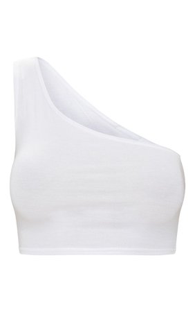 White Basic Jersey One Shoulder Crop Top | PrettyLittleThing AUS