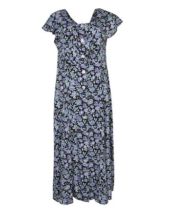 90s Black Floral Print Sleeveless Dress - L | Clothing | Rokit Vintage Clothing