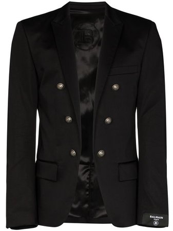 Shop black Balmain buttoned tailored-style blazer with Express Delivery - Farfetch