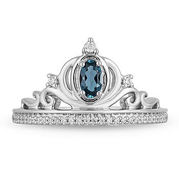 Enchanted Disney Fine Jewelry Womens 1/10 CT TW Blue Blue Topaz Sterling Silver Cocktail Ring JCPenney