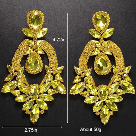 Amazon.com: XSBODY Rhinestone Black Dangle Earrings for women Crystal Geometric Drop Statement Earrings Costume Jewelry (B-Yellow): Clothing, Shoes & Jewelry
