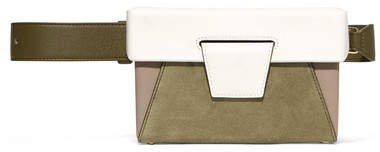 Yuzefi - Lola Color-block Suede And Textured-leather Belt Bag - Sage green