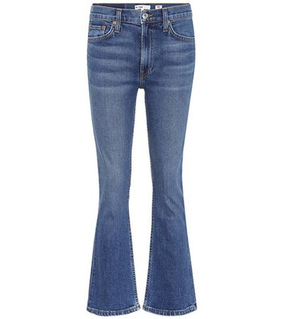 Mid Rise Kick Flare Crop jeans