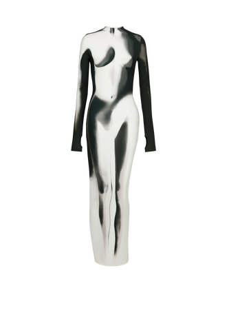 Long jersey dress with body print - Women | BALMAIN