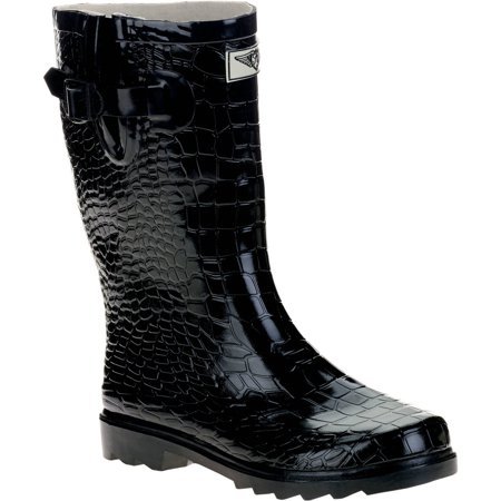 Forever Young - Forever Young Women's Short Shaft Rain Boots Croc Texture - Walmart.com black