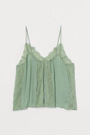 Camisole Top with Lace - Green