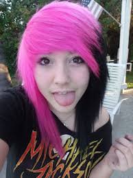 hair pink and black