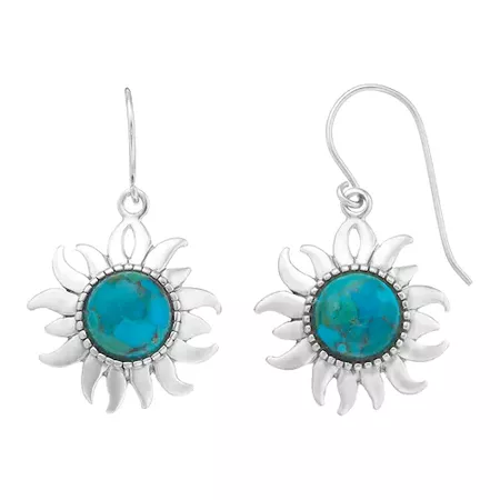 Sterling Silver Reconstituted Turquoise Sun Drop Earrings