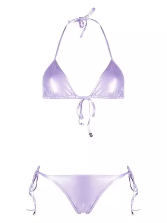 The Attico high-shine Triangle Bikini Set - Farfetch