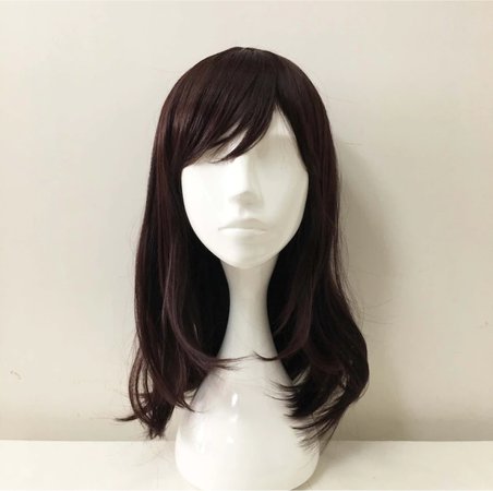Women Dark Brown Red Tone Side Swept Bangs Long Straight Hair Cosplay Anime Wig
