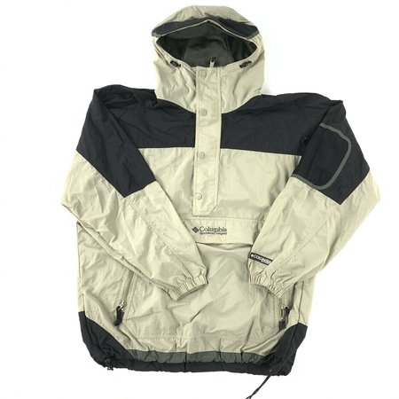 Columbia Sportswear Half Zip Snap ie Anorak HoodPullover Jacket Mens Large Beige | eBay