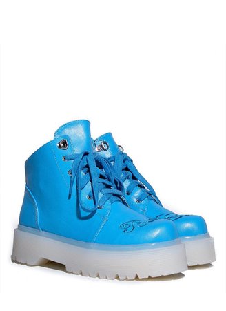 bright blue platform boots