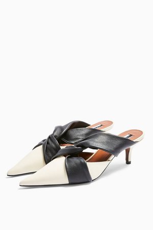 JUDE Leather White Knot Mules | Topshop