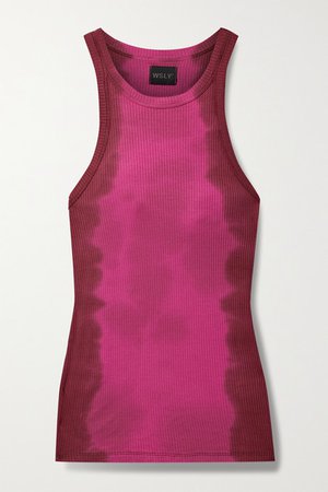 The Rivington Tie-dyed Ribbed Cotton Tank - Magenta