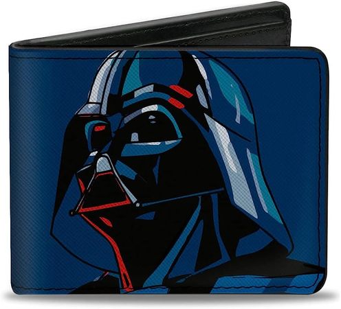 Amazon.com: Wallet Bifold PU Star Wars Darth Vader Face and Text Blue Black Red : Clothing, Shoes & Jewelry
