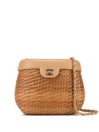 Shop brown Chanel Pre-Owned basket CC shoulder bag with Express Delivery - Farfetch