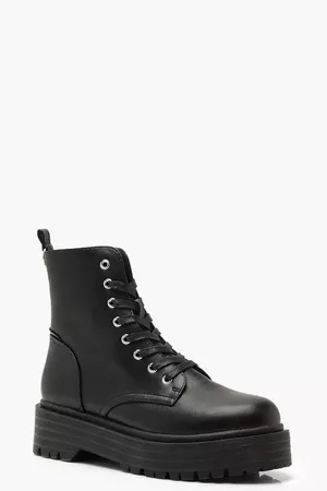 Chunky Sole Lace Up Hiker Boots | Boohoo