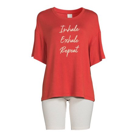 Secret Treasures Women's Plus Size T-Shirt and Bike Shorts Lounge Set, 2-Piece - Walmart.com