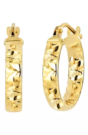Bony Levy 14K Gold Oval Diamond Cut Hoop Earrings | Nordstrom