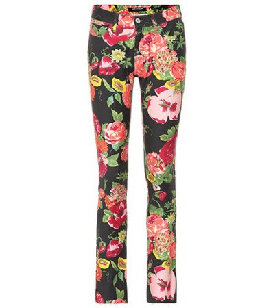 Floral-printed cotton pants