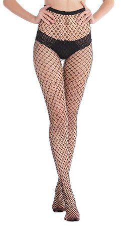 Abollria Girls Ladies Fishnet Stockings Tights Pantyhose Black Red White One Size at Amazon Women’s Clothing store
