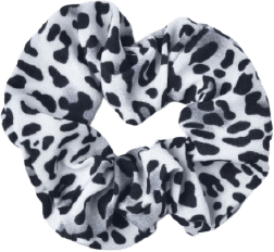 black and white leopard scrunchy