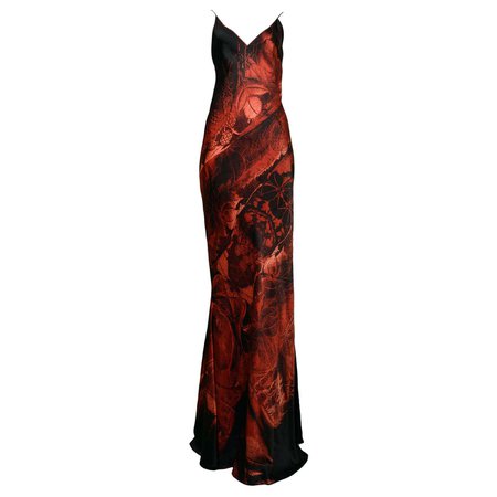 Vintage Roberto Cavalli Black & Red Slip Evening Dress