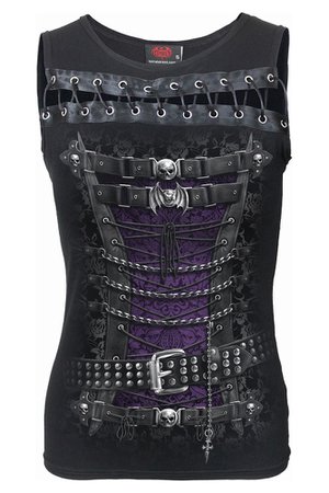 Waisted Corset Chest Split Gothic Tank Top by Spiral