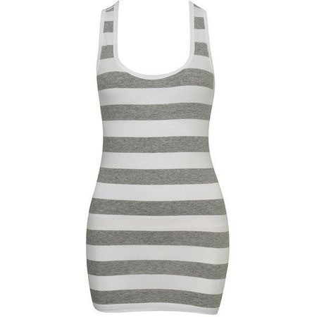 gray/white striped dress
