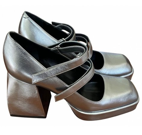 nodaleto silver block heel sandal