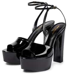 Saint Laurent - Jodie patent leather platform sandals | Mytheresa