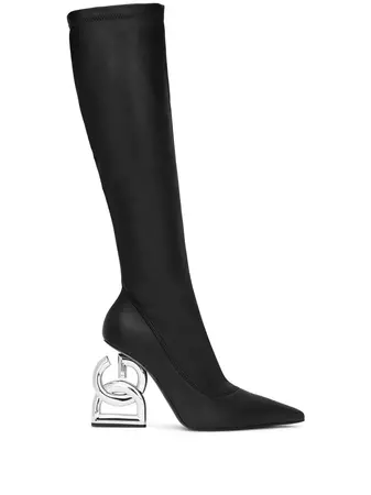 Dolce & Gabbana logo-heel knee-high Boots - Farfetch