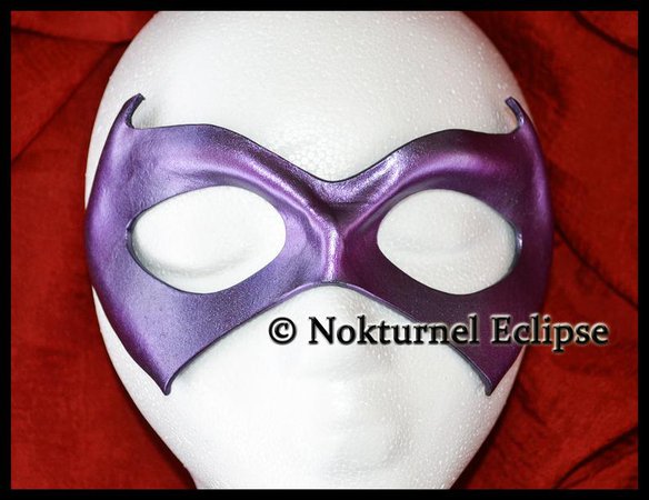 Etsy Batgirl Purple Leather Mask Gotham Superhero Harley Quinn Comic Con Batman Alicia Silverstone Cosplay Halloween Costume by NokturnelEclipse