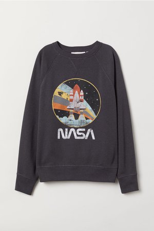 Sweatshirt with Motif - Dark gray/NASA - Ladies | H&M US