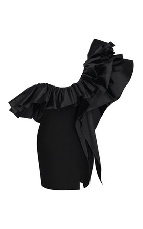 Ruffled One-Shoulder Crepe Dress by Rasario | Moda Operandi